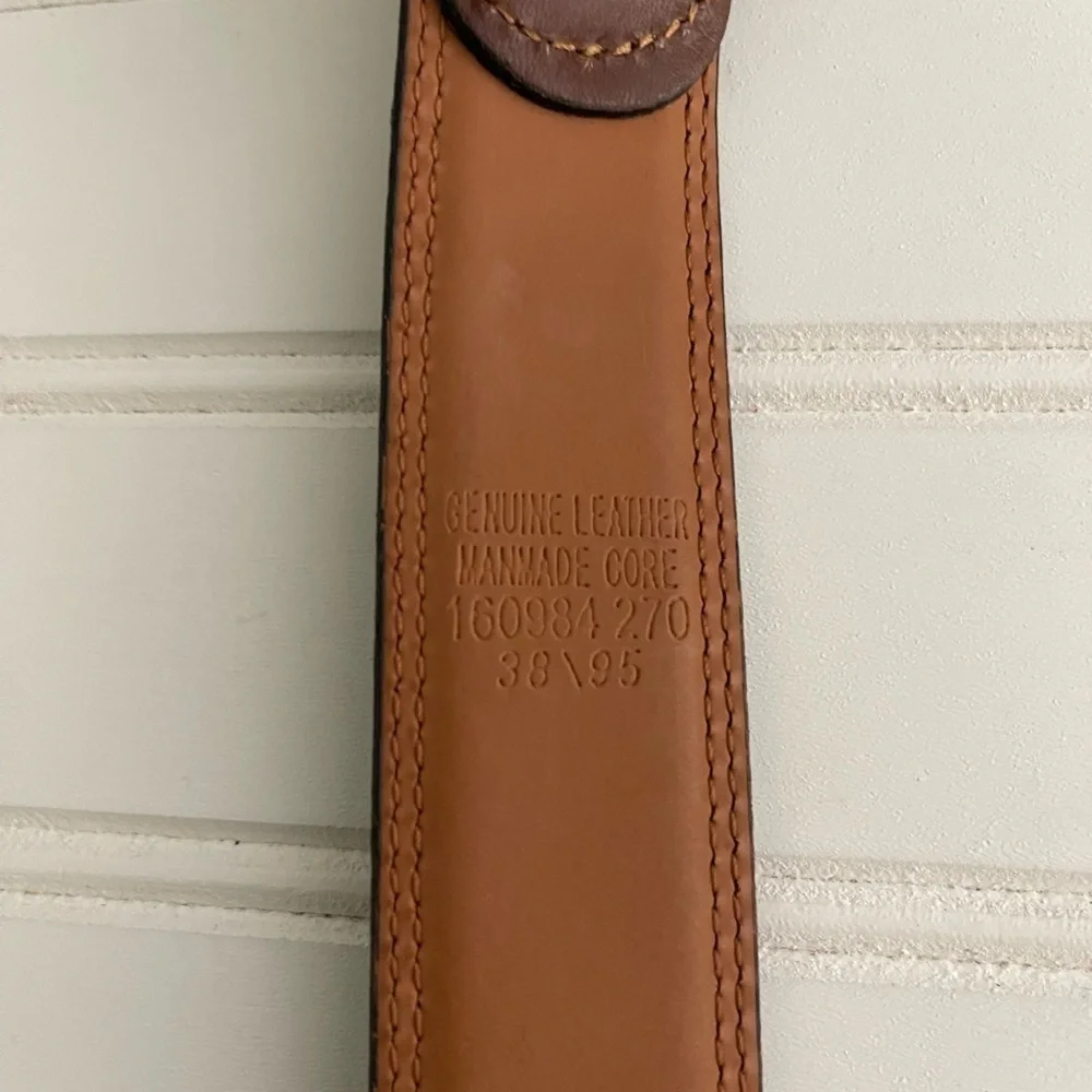 Mens Brown Leather Stitched Mens Belt Size 42”